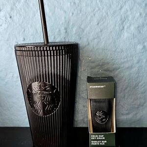 Starbucks Black Cold Cup 16oz and  Miniature Keychain